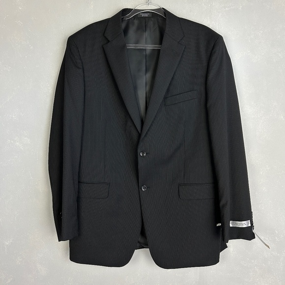 Jones New York Collection size 44L blazer 100% worsted wool black striped NEW - Picture 1 of 14